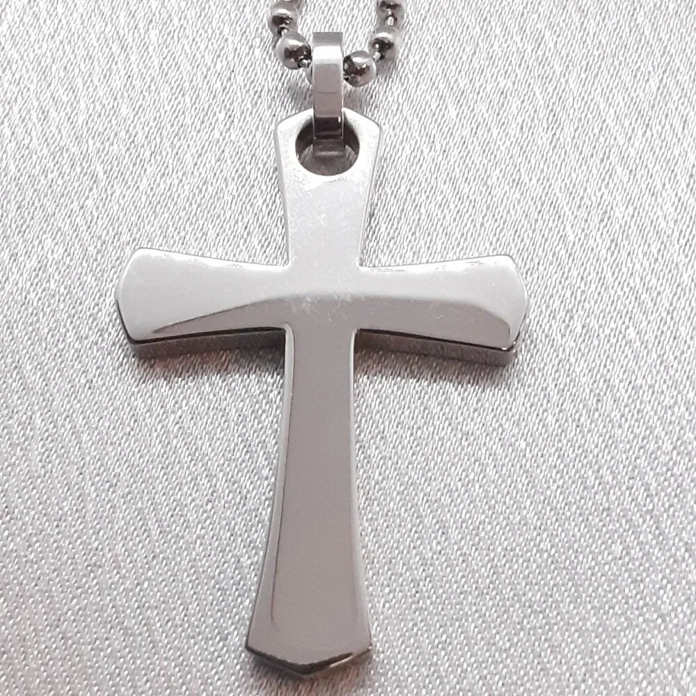 NEW Stuller Stainless steel cross necklace